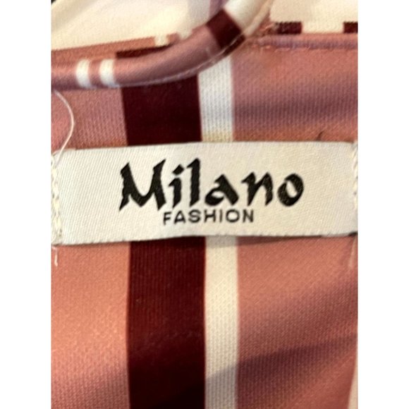 Milano Fashion Womens Striped Romper Tie Front W/ Hole Backless Pink Sz 10 - Picture 6 of 7